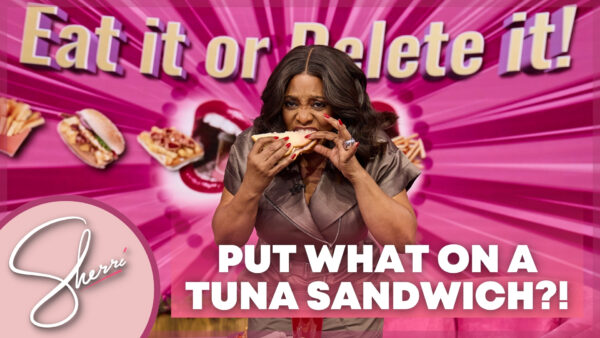 sherri eating a tuna sandwhich